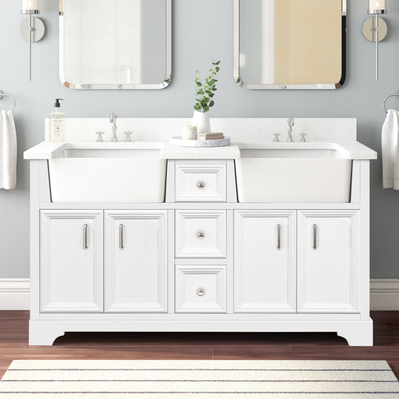 Coastal Farmhouse Emiliano 60" Double Bathroom Vanity Set & Reviews Wayfair